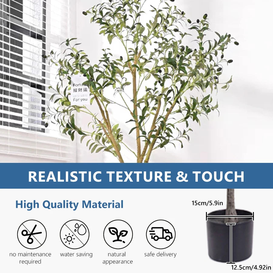 artificial olive tree with pot, 4-6 ft tall fake plant, realistic fruit, indoor outdoor decoration for home office, halloween christmas décor, floor standing