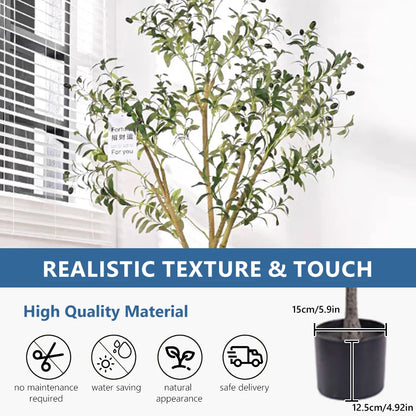 Artificial Olive Tree with Pot, 4-6 FT Tall Fake Plant, Realistic Fruit, Indoor Outdoor Decoration for Home Office, Halloween Christmas Décor, Floor Standing