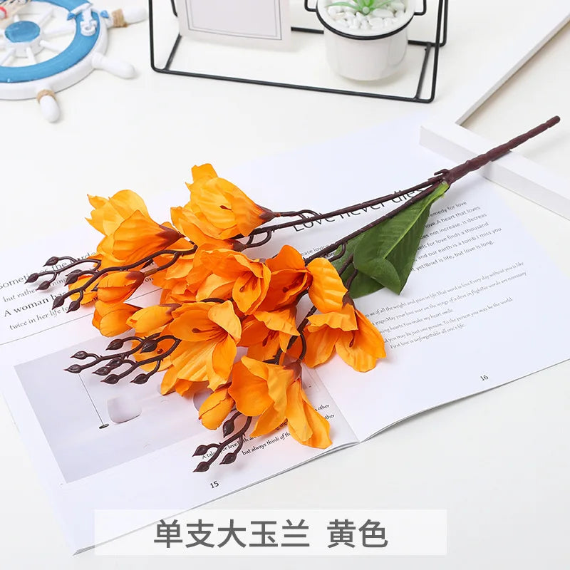 artificial magnolia flower bouquet 20 heads non-woven fabric for home decoration, weddings, parties, and special occasions - indoor floral arrangement