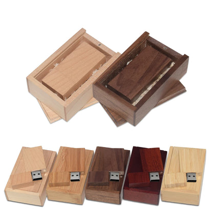 Wooden USB + Box Flash Drive Flash Disk Pendrive 4GB 8GB 16GB 32GB 64GB 128GB Memory Stick Photography Gifts for Wedding Business Storage