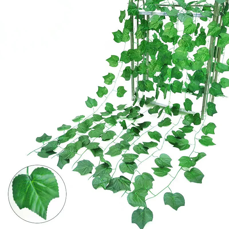 artificial ivy garland rattan vine - home, bridal shower, outdoor decor - 2.1m/2.3m length, hanging fake foliage, greenery creeper, leaf wreath for exhibition use
