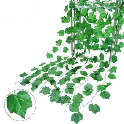 Artificial Ivy Garland Rattan Vine - Home, Bridal Shower, Outdoor Decor - 2.1M/2.3M Length, Hanging Fake Foliage, Greenery Creeper, Leaf Wreath for Exhibition Use