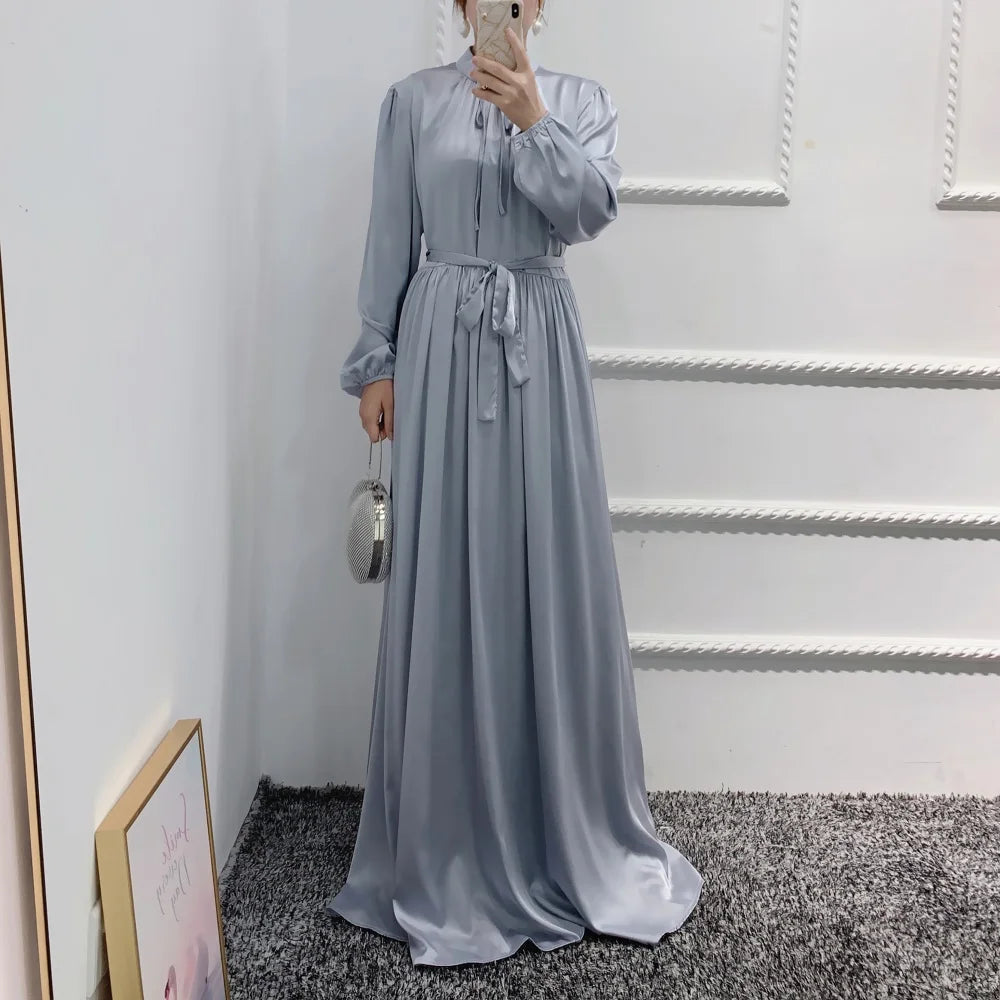 muslim women abaya woman dubai luxury turkey dresses arabic evening robe long satin musulmane for women - elegant traditional style for all seasons