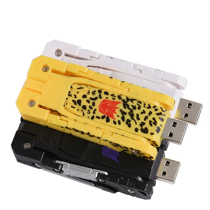 usb flash drive 64gb 128gb, high speed memory stick, creative transformers design, usb 2.0 interface, black yellow white plastic, ideal for business gifts and data storage