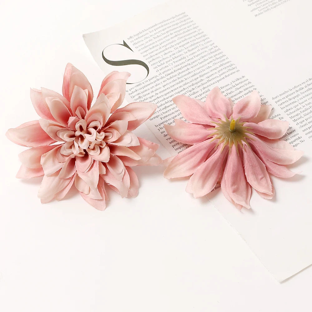 artificial silk dahlia flower heads 5-pack - home, wedding, party decoration, indoor faux floral accessories for anniversaries, birthdays, bridal showers