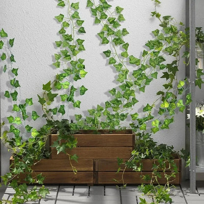 Artificial Green Ivy Garland - Plastic Vines for Bedroom, Wall Decor, Weddings, Parties, Christmas & Halloween - Indoor/Outdoor Decorative Plant for Home & Events