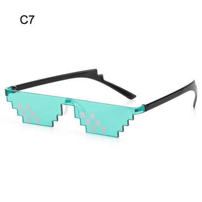 NEW Mosaic Sunglasses Trick Toy Thug Life Glasses Cool Jokes Pixel Black Rimless Shades for Adults and Kids Retro Gamer Style Fun Eyewear