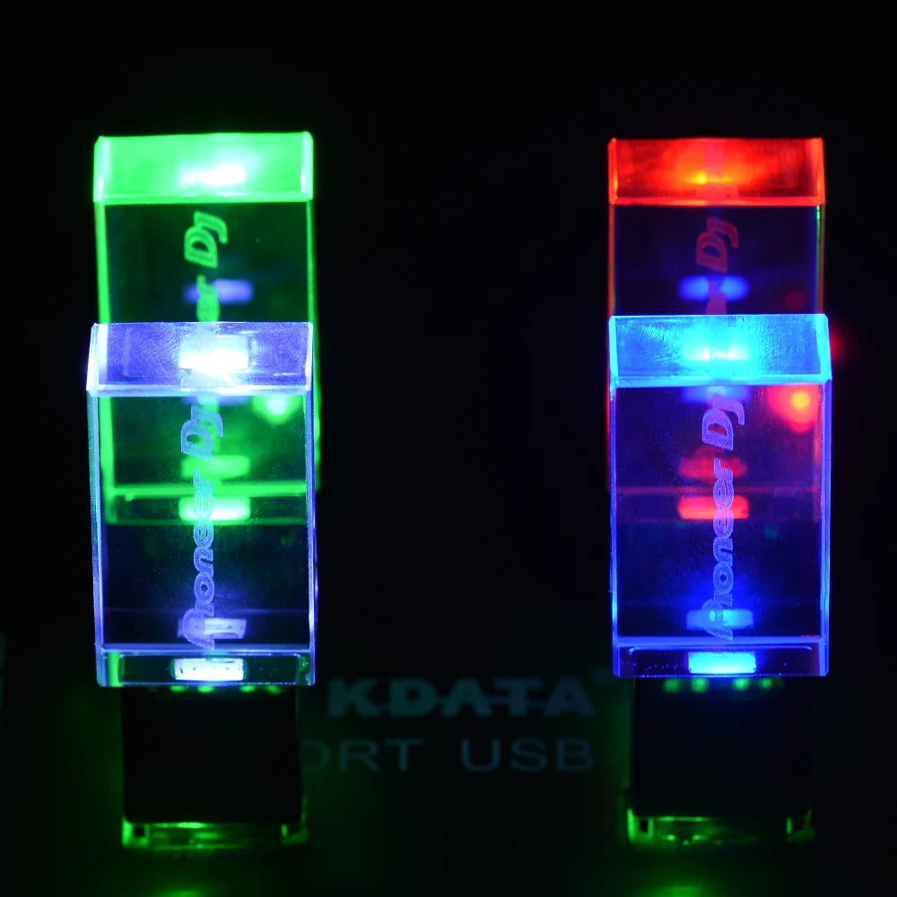 usb 3.0 flash drive with led lighting - 64gb 32gb 16gb, high-speed crystal memory stick for computers, colourful led usb stick, ideal for business gifts