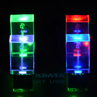 USB 3.0 Flash Drive with LED Lighting - 64GB 32GB 16GB, High-Speed Crystal Memory Stick for Computers, Colourful LED USB Stick, Ideal for Business Gifts
