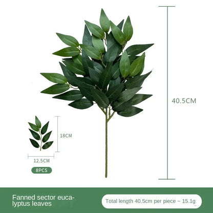 Artificial Eucalyptus Leaf Branch, Plastic Decorative Plant for Bridal Shower, Desktop or Outdoor Use, Cloth Texture, Perfect for Exhibitions and Home Decor