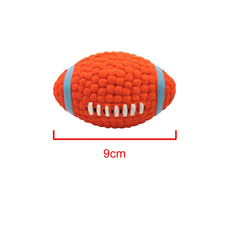 soft latex pet ball toy for dogs, squeaky rugby tennis volleyball football basketball, teeth cleaning, training & play for small to large breeds
