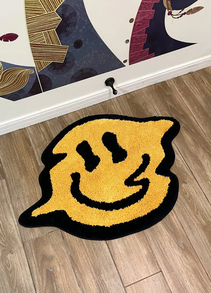 Yellow Tensile Trippy Smiling Tufting Rug Soft Fluffy Kitchen Toilet Mat Non-Slip Absorbent Funny Custom Bath Doormat for Home Décor