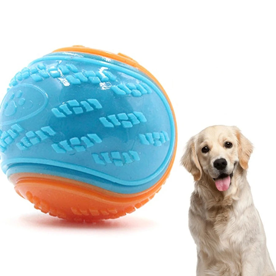 dog chew ball toy tpr material for aggressive chewers, cooling & squeaky, interactive teeth cleaning, summer pet exercise play, suitable for all sizes, safe fun