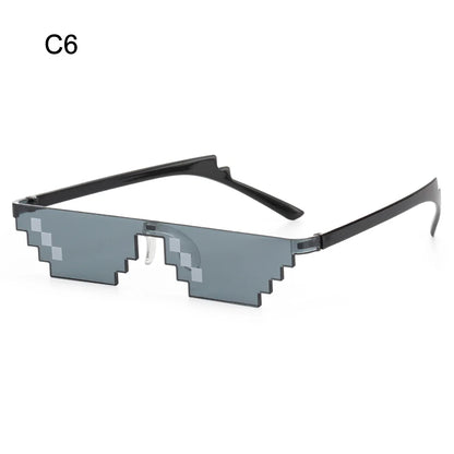 NEW Mosaic Sunglasses Trick Toy Thug Life Glasses Cool Jokes Pixel Black Rimless Shades for Adults and Kids Retro Gamer Style Fun Eyewear