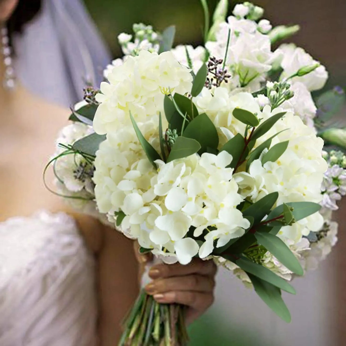 silk hydrangea artificial bouquet, decorative floral arrangements, pink white blue purple blooms for bridal shower, indoor wedding centerpieces, home decor