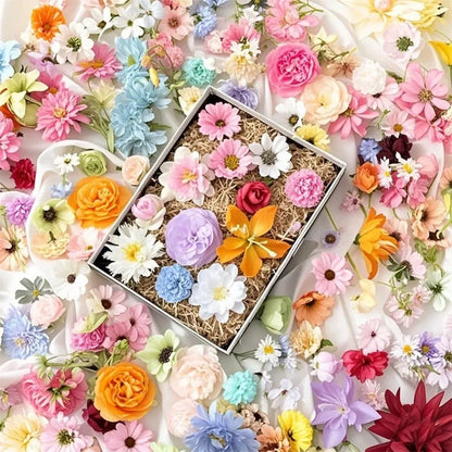 Assorted Silk Artificial Flower Heads for Home Decoration, DIY Crafts, Wedding Anniversary, Baby Shower, Indoor Use - 20/52 Pieces