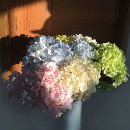 Silk Hydrangea Artificial Bouquet, Decorative Floral Arrangements, Pink White Blue Purple Blooms for Bridal Shower, Indoor Wedding Centerpieces, Home Decor