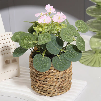 Artificial Eucalyptus Plant, Green Potted Grass, 11cm Decorative Plastic Leaves for Home, Office, Desktop, Outdoor and Exhibition Usage