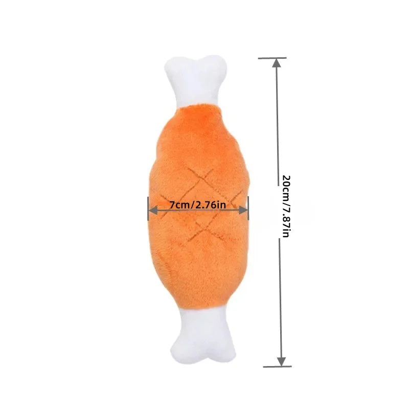 chicken leg shaped dog plush toy, squeaky fleece chew, interactive puzzle plaything for small puppies, ideal for fetch, tug, and travel, engaging pet gift
