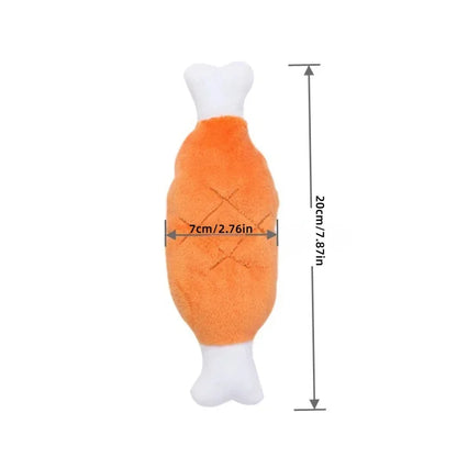 Chicken Leg Shaped Dog Plush Toy, Squeaky Fleece Chew, Interactive Puzzle Plaything for Small Puppies, Ideal for Fetch, Tug, and Travel, Engaging Pet Gift