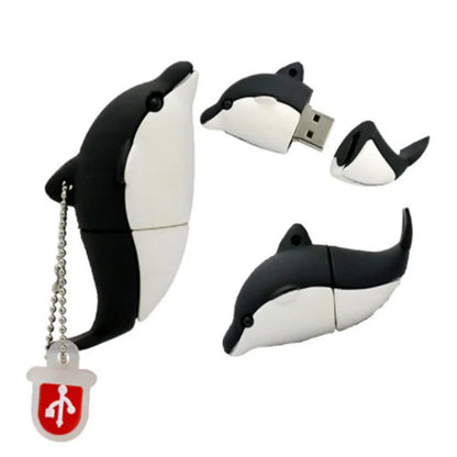 USB Flash Drive Cartoon Dolphin 4GB 8GB 16GB Silicone Fish Memory Stick USB 2.0 Pen Drive for Car Music, Office, Gifts - High Speed Storage Device