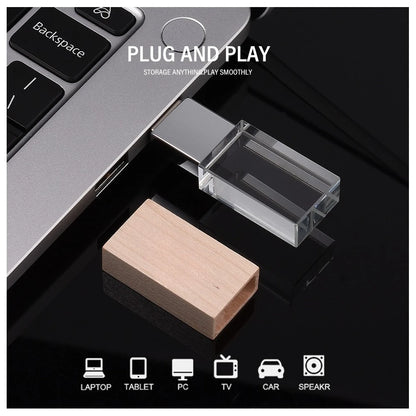 Wooden USB Flash Drive Memory Stick 64GB, 32GB, 16GB, 8GB - High Speed Pendrive for Laptops, Cars, TVs - Perfect for Wedding, Business, and Creative Gifts