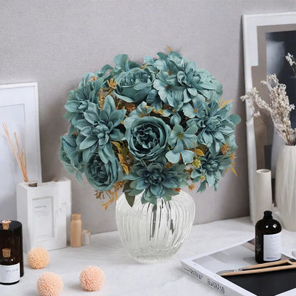 Silk Peony Faux Flower Bouquet for Home Decor, Wedding, Bridal Shower, Party; High-Quality Artificial Floral Arrangement for Indoor Use, Gift Idea