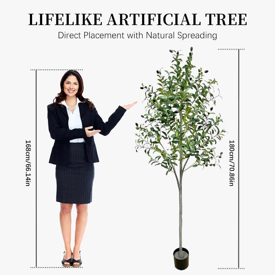 artificial olive tree with pot, 4-6 ft tall fake plant, realistic fruit, indoor outdoor decoration for home office, halloween christmas décor, floor standing
