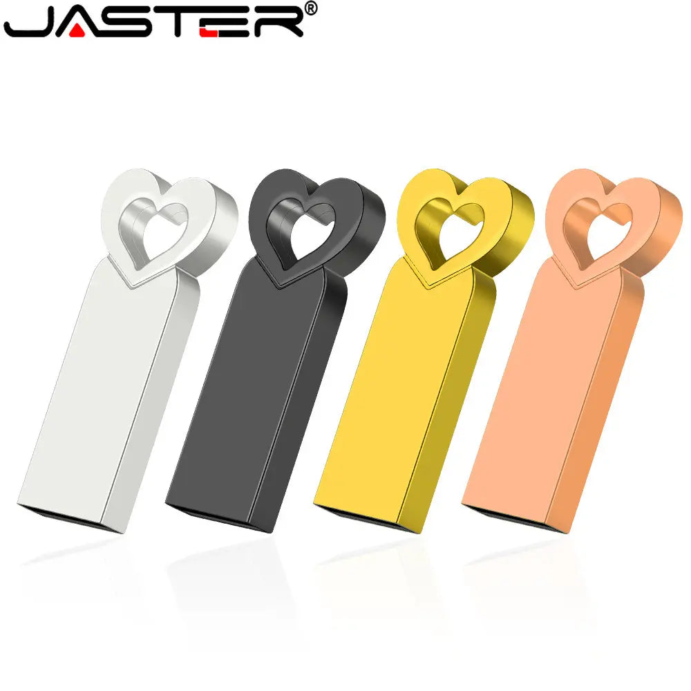 cute heart usb flash drive 64gb, rose gold pen drive 32gb, metal memory stick, creative gift for data storage, high-speed usb 2.0 flash disk