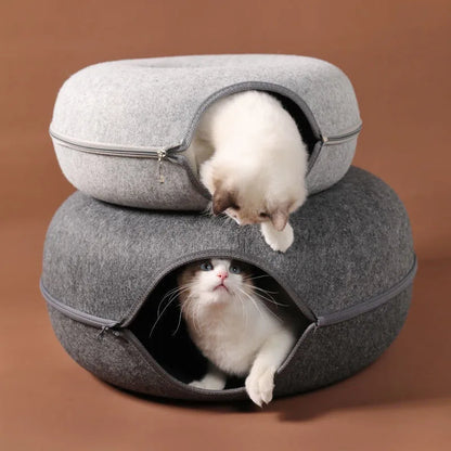 10.46 dark grey B0CX44S5QG Donut Cat Bed Interactive Tunnel Pet Felt Indoor Toys Cats House Kitten Training Toy Cat Kennel Pets Supplies