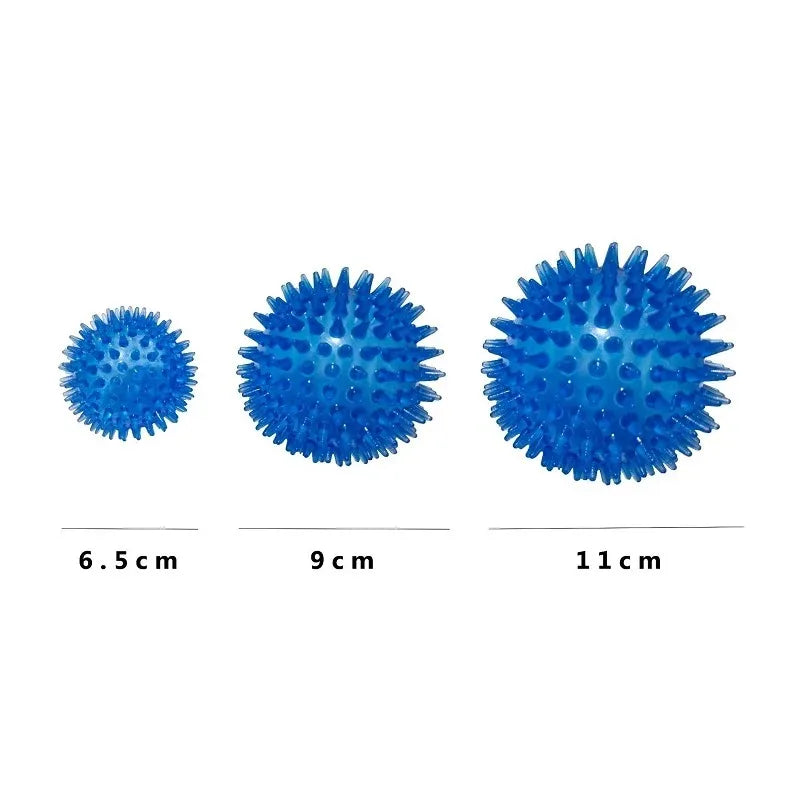 dog chew toy ball, rubber squeaky ball for tooth cleaning, interactive thorn design, ideal for puppy training, fetch games, durable, safe, indoor and outdoor use