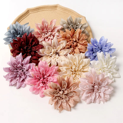 Artificial Silk Dahlia Flower Heads 5-Pack - Home, Wedding, Party Decoration, Indoor Faux Floral Accessories for Anniversaries, Birthdays, Bridal Showers