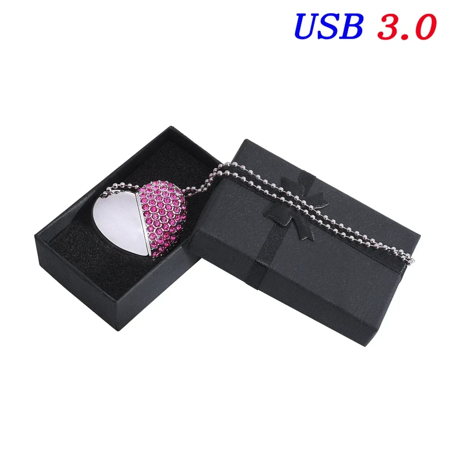 usb 3.0 metal diamond crystal heart pink box usb flash drive 16gb 32gb 64gb 128gb memory stick thumb drive creative gift u disk