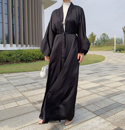 Prayer Clothes Women Satin Cardigan Robe Islamic Long-Sleeved Dress 2024 - Modest Fashion, Comfortable Fit, Ideal for Daily Wear and Special Occasions