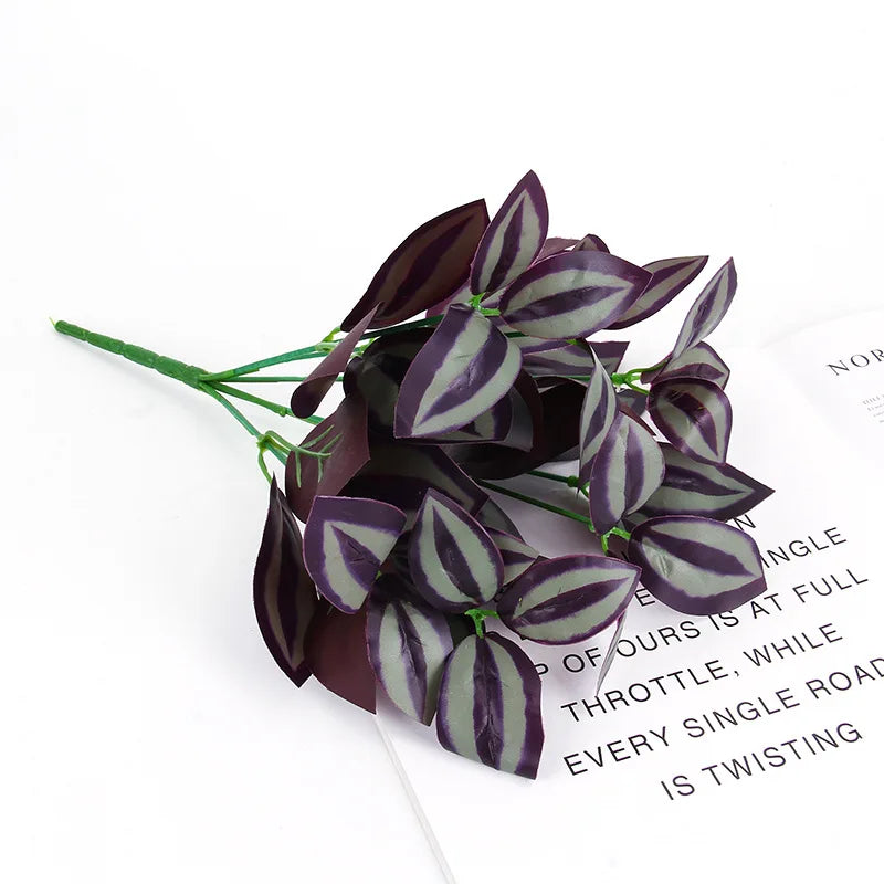 artificial tortoiseshell leaf dieffenbachia, silk fake plant for living room decor, small fairy taro design, indoor & outdoor decoration, plastic & silk material