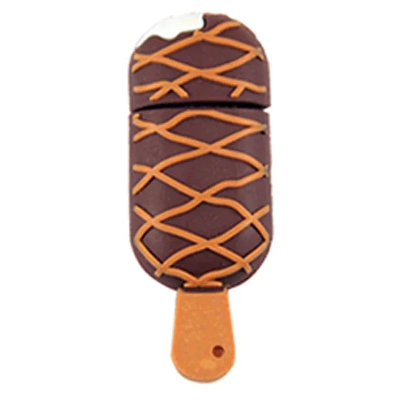 whimsical cartoon ice cream usb flash drive 128gb/64gb/32gb in chocolate design, perfect for kids’ gifts, photography, business or wedding, portable silicone memory stick