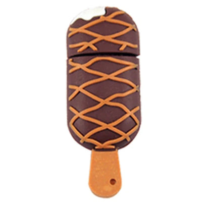 Whimsical Cartoon Ice Cream USB Flash Drive 128GB/64GB/32GB in Chocolate Design, Perfect for Kids’ Gifts, Photography, Business or Wedding, Portable Silicone Memory Stick