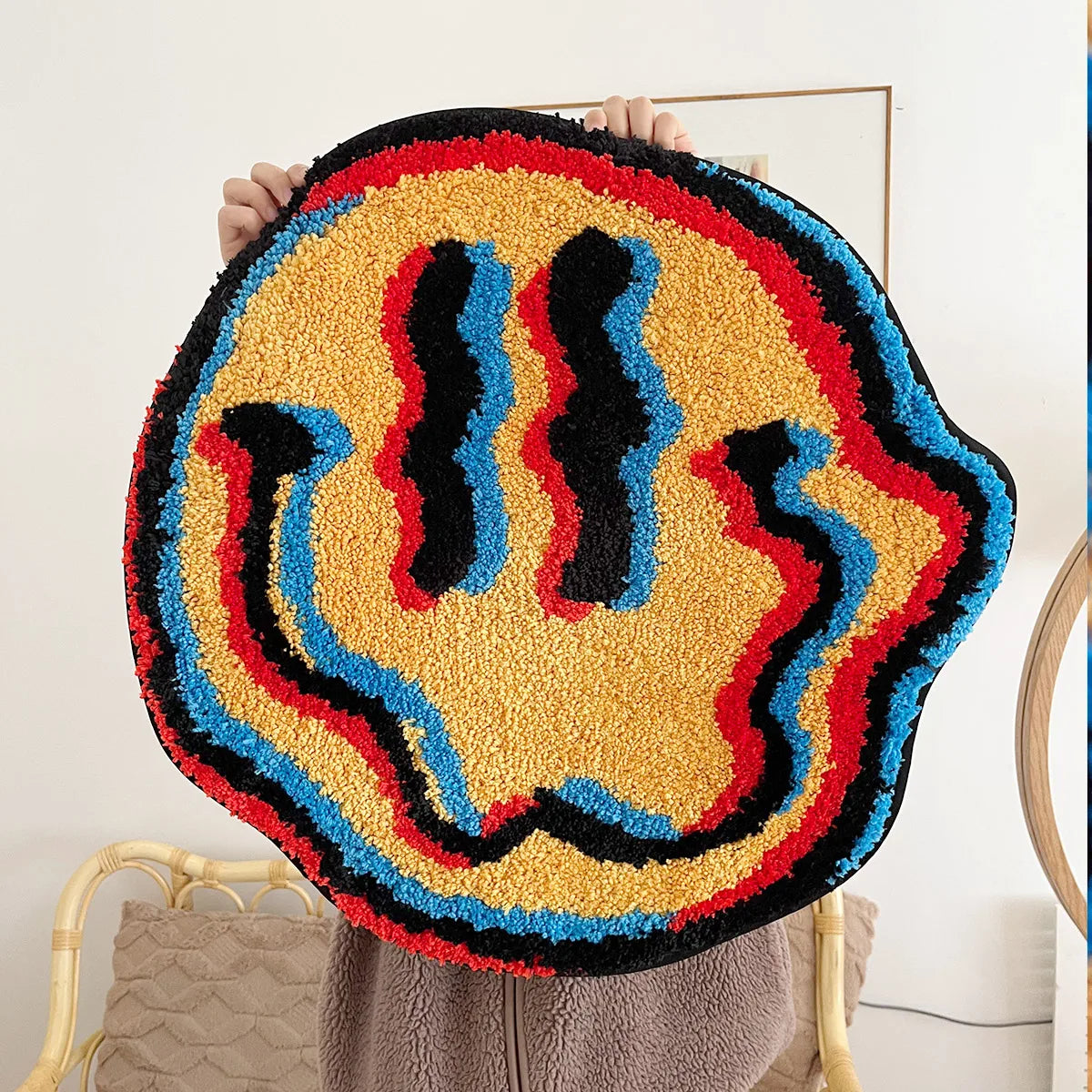 trippy smiling rug tufted rug geometric bedroom mat soft living room carpet floor doormat aesthetic corridor pad for home decor