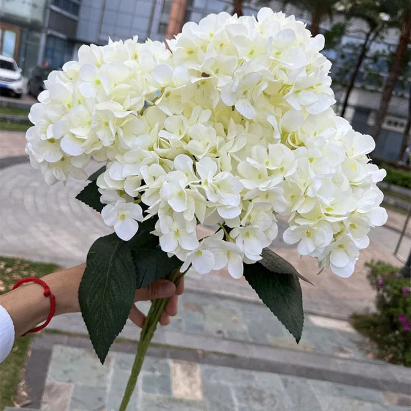silk hydrangea bouquet, 5 heads artificial flowers for home decor, wedding, party, indoor decoration, perfect for anniversary, birthday, baby shower, bridal shower