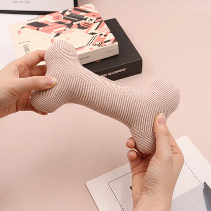 Linen Dog Bone Chew Toy Squeaky | Durable Bite-Resistant Plush for Small Dogs | Interactive Puppy Play | Indoor Outdoor Fun | Teething Relief | Gift-Ready Pet Toy