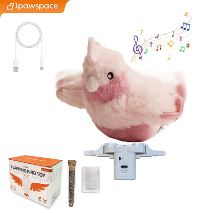 Interactive Cat Toy with Rechargeable Battery, Feather and Chirping Features, Touch Activated, Durable Play, Engaging for Kittens and Adults, Pet Entertainment Accessory