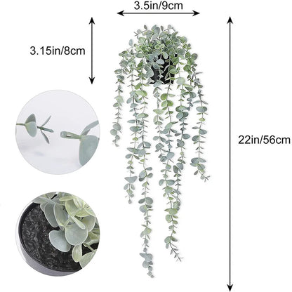 Artificial Eucalyptus Vine Hanging Plant Silk Greenery for Home Indoor Wall Decor, Shelf Decoration, Potted Mandala Style, Ideal for Anniversary, Exhibition Display