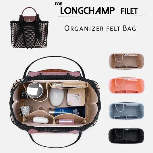Suitable For Longchamp Filet Bag Inner Lining Longchamp Shopping Mesh Bag Large Inner Lining Middle Bag Organizer Insert Pouch