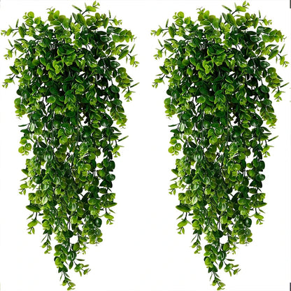 Artificial Hanging Eucalyptus Vines, UV Resistant Faux Greenery for Outdoor Wedding Decor, Plastic Leaf Garland for Bridal Showers and Exhibitions