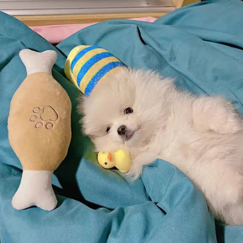 small dog puppy chew toy | fleece squeaky animal design | bite-resistant and safe | interactive play and training | durable soft texture | ultimate pet entertainment