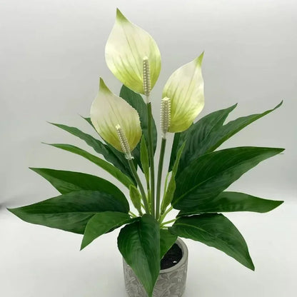 Artificial Green Anthurium Faux Potted Plant Decoration, Desktop Ornament for Home, Wedding, Anniversary, Exhibition, Outdoor Use, Plastic Material, Branch Style