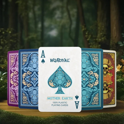 4 High-End Personalized PVC Playing Cards Mother Earth Custom Deck - Durable Customizable Poker Cards with Elegant Gaia Design for Gaming and Gifts