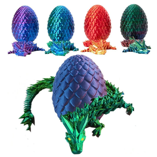 30cm 3D Printed Dragon in 13cm Egg Crystal Dragon Figurine for Kids 6+