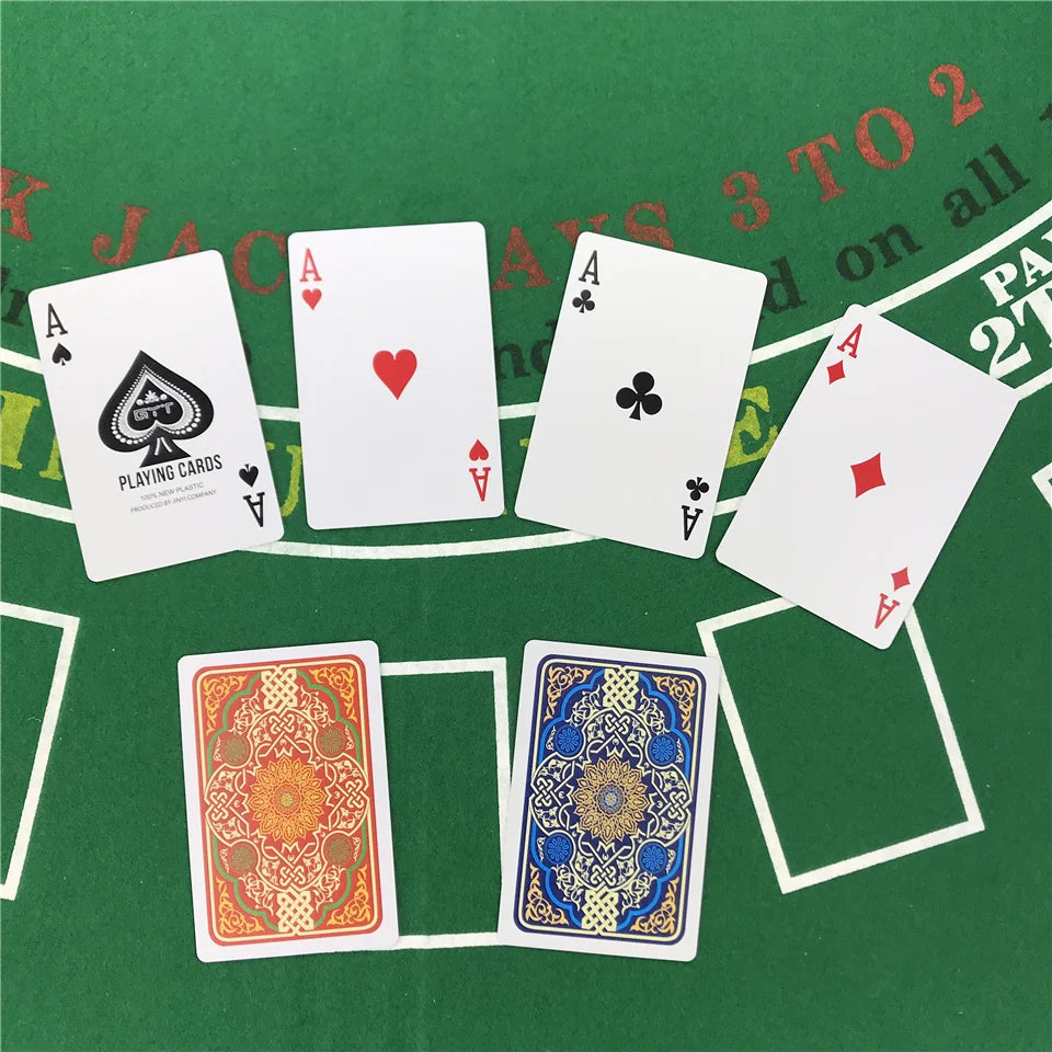 2pcs lot waterproof plastic playing cards texas hold'em poker 2.28x3.46 inch - durable pvc, perfect for game nights and tournaments, easy to clean, ideal for all players