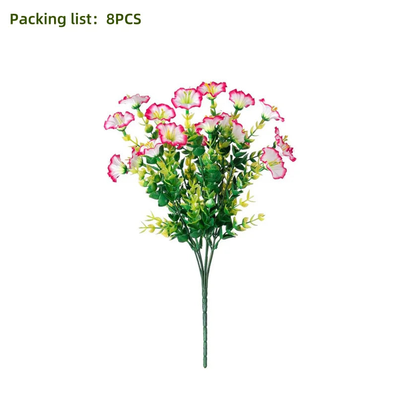 artificial flower branches set of 8, uv resistant, plastic, ideal for indoor, outdoor, home decor, parties, events, anniversaries, birthdays, weddings, graduations